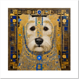 White Klimt Dog with Blue and Gold Costume Posters and Art